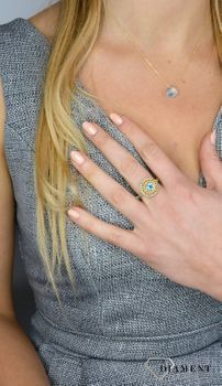 Kolekcja Wiktoriańska - pierścionek złoty z topazem. Złoty pierścionek DIAMENT z topazem z kolekcji wiktoriańskiej. Piękny pierścionek z topazem dla wielbicielki złota. 0,23 ct (1).JPG